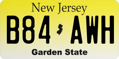 NJ license plate B84AWH