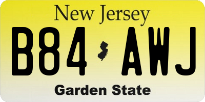 NJ license plate B84AWJ