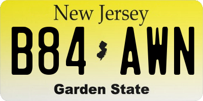 NJ license plate B84AWN