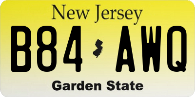 NJ license plate B84AWQ