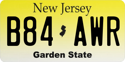 NJ license plate B84AWR