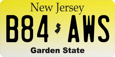 NJ license plate B84AWS