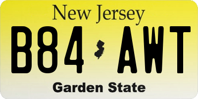 NJ license plate B84AWT