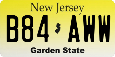 NJ license plate B84AWW