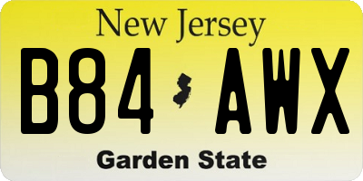 NJ license plate B84AWX