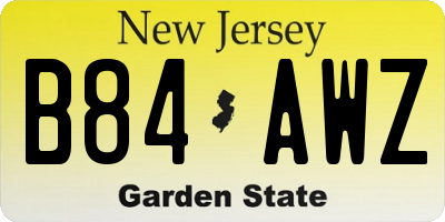 NJ license plate B84AWZ