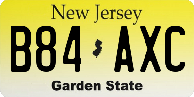 NJ license plate B84AXC