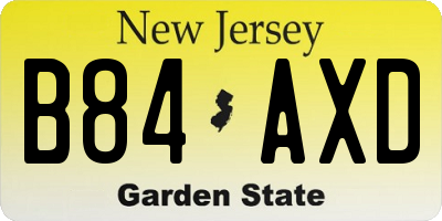 NJ license plate B84AXD