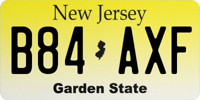 NJ license plate B84AXF