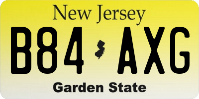 NJ license plate B84AXG