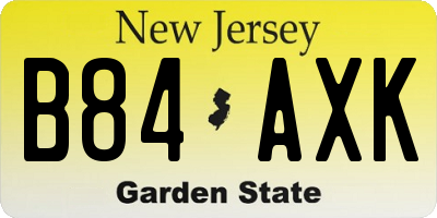 NJ license plate B84AXK