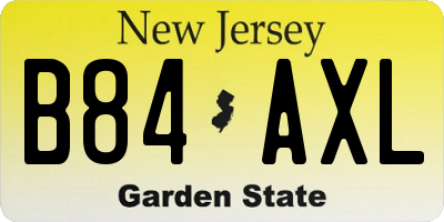 NJ license plate B84AXL