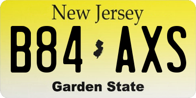 NJ license plate B84AXS
