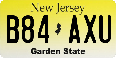 NJ license plate B84AXU