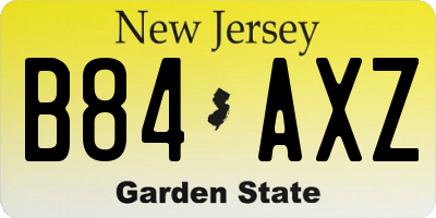 NJ license plate B84AXZ