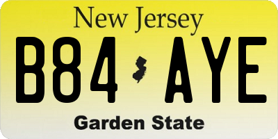 NJ license plate B84AYE