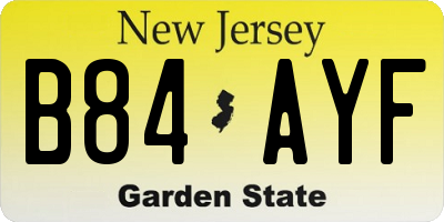NJ license plate B84AYF