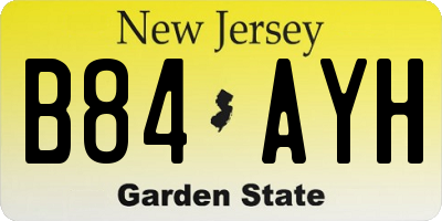 NJ license plate B84AYH