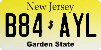NJ license plate B84AYL