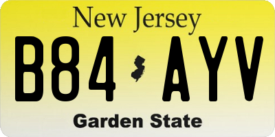 NJ license plate B84AYV