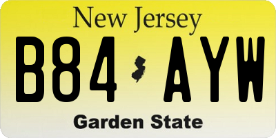 NJ license plate B84AYW