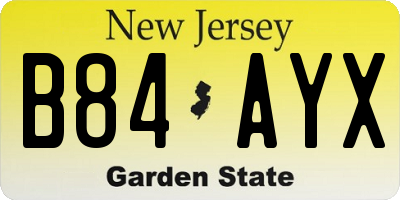 NJ license plate B84AYX