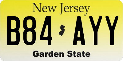 NJ license plate B84AYY