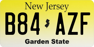 NJ license plate B84AZF