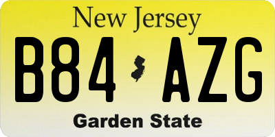 NJ license plate B84AZG