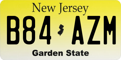 NJ license plate B84AZM