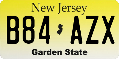 NJ license plate B84AZX