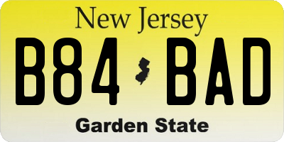 NJ license plate B84BAD