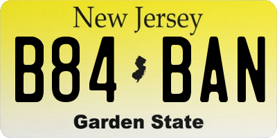 NJ license plate B84BAN