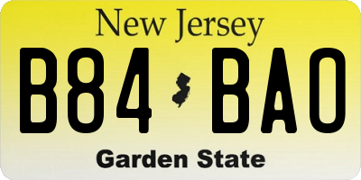 NJ license plate B84BAO