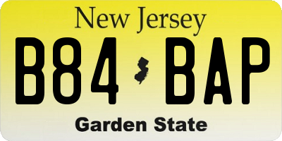 NJ license plate B84BAP