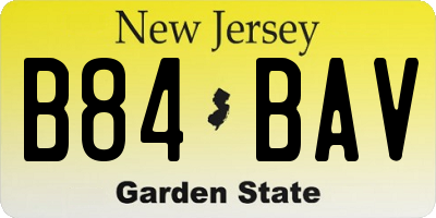 NJ license plate B84BAV