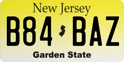 NJ license plate B84BAZ