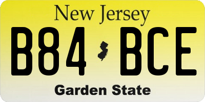 NJ license plate B84BCE