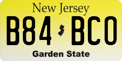 NJ license plate B84BCO