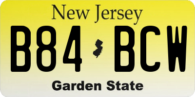 NJ license plate B84BCW