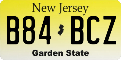 NJ license plate B84BCZ