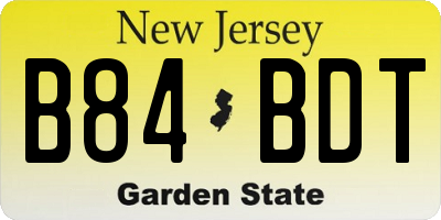 NJ license plate B84BDT
