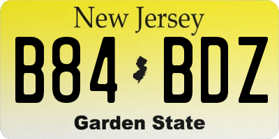 NJ license plate B84BDZ