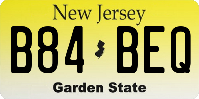 NJ license plate B84BEQ