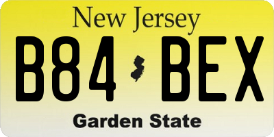 NJ license plate B84BEX