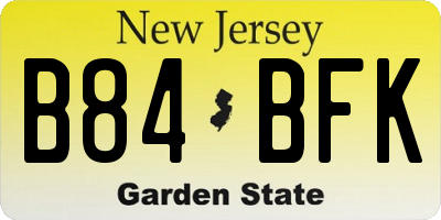 NJ license plate B84BFK