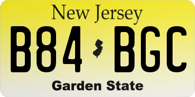 NJ license plate B84BGC