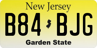 NJ license plate B84BJG