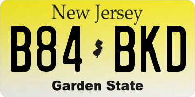 NJ license plate B84BKD