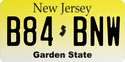 NJ license plate B84BNW